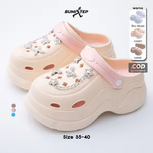 Sandal Hak Tinggi Anti Selip Terbaru BumiStep untuk Wanita Bahan EVA Tebal 8cm Sandal Nyaman dan Tahan Air Ukuran 35-40