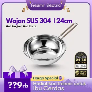 freemir New Launch Seri Api Wajan Penggorengan 24 Cm Stainless Steel 304 Food Grade Masak Lebih Sehat Anti Karat Desain Mewah Minimalis Multifungsi Kitchenware