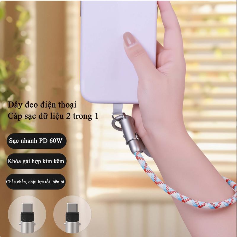 Dây đeo điện thoại + Cáp sạc 2in1 | Sạc nhanh, chống rơi | Tương thích iPhone Android 6