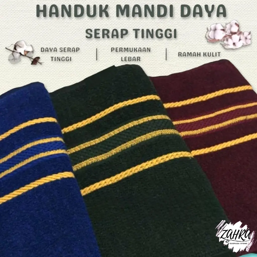 COD MURAH 3 Pcs Handuk Dewasa Super Hemat Ukuran 70 x 140 CM Warna Dan Motif Random