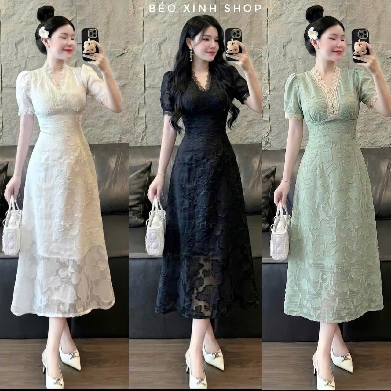 Đầm Dự Tiệc Thiết Kế 2 Lớp Ren Tiểu Thư Phối Cổ Tim (Vải Ren 2 Lớp) Cao Cấp Thanh Lịch Sang Trọng Cho Nàng Bigsize 40–90kg Thời Trang Nữ Béo Xinh Shop - A.1746
