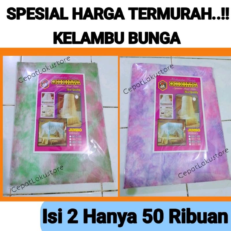 Paket Isi 2 Pcs Kelambu anti nyamuk motif bunga ukuran 200x200 200x180 200x150 0