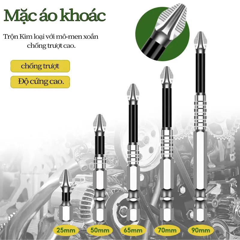 Mũi vít Phillips K5 S2 thép cứng, nam châm 5A mạnh, phủ đen chống trượt, dùng…