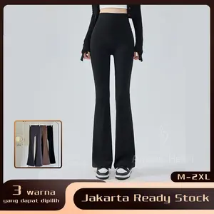 【Amanoheart】Flare Pants celana panjang dengan bagian bawah lonceng Tambah ukuran Yoga legging celana Olahraga Wanita High Waist Polos Gym Fitness Yoga pants Running Sport Warna Hitam legging Wanita Pakaian Cepat Kering Nyaman Outdoor celana legging