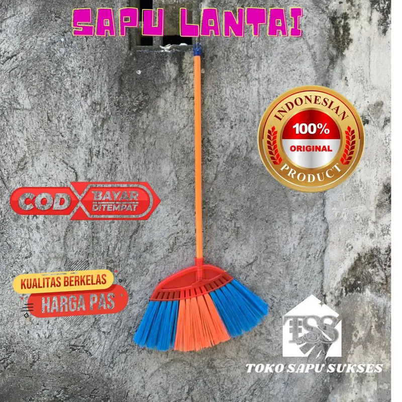 PAKET SAPU 2 IN 1 SAPU SENAR  & WIPER @2 ALAT BERSIH PLUS GAGANG PLASTIK sapu jawa Lantai 4