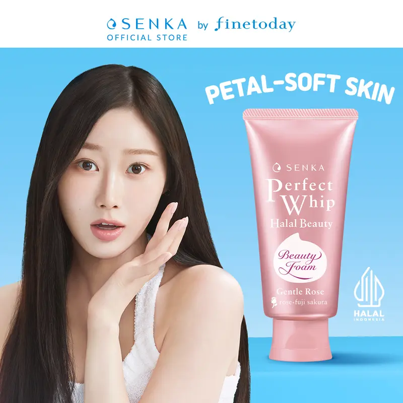 SENKA Perfect Whip Gentle Rose Facial Foam 100gr - Mengandung Hyaluronic Acid Membersihkan Wajah 0