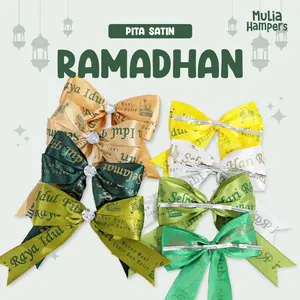 Pita Jadi Kado Lebaran Hampers Idul Fitri Satin 2 Layer Hiasan Souvenir Siap Pakai 1 Inch 2.5cm