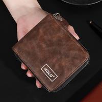 Gambar HOLO Dompet Cowok Premium Kulit PU Retro Dompet Pria Lipat Kartu Kecil Keren Portabel - abu-abu hitam dari HOLO ID Kab. Tangerang 1 Tokopedia