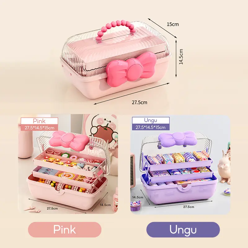 Storage Pita 3 tingkat / box penyimpanan ikat rambut dan aksesoris lainnya 8