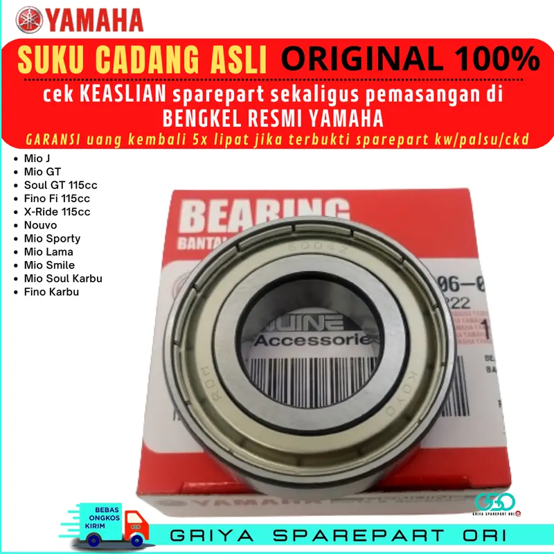 Bearing laher roda belakang Mio 6004 Ori Mio j Mio GT Mio smile Mio sporty Mio karbu lama Mio soul karbu Fino karbu Fino fi Xride Soul GT 115 KLAHAR BEARING RODA BELAKANG ORIGINAL YAMAHA 3