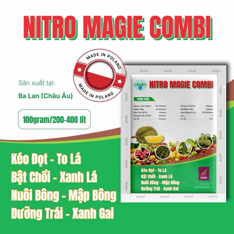 Bộ 10 Gói Phân Bón Lá 100gram Nitro Magie Combi Nhập Ba Lan. 1 Gói Pha 200-400 Lít. Công Dụng Kéo Đọt Xanh Lá To Lá Nuôi Bông Nuôi Trái.