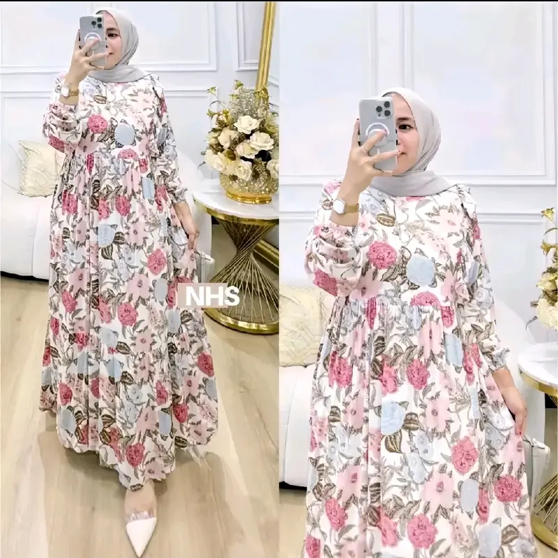 Kolinda MIDIA gamis kalana kolinda motif Bunga Muslim Dress Rayon 2