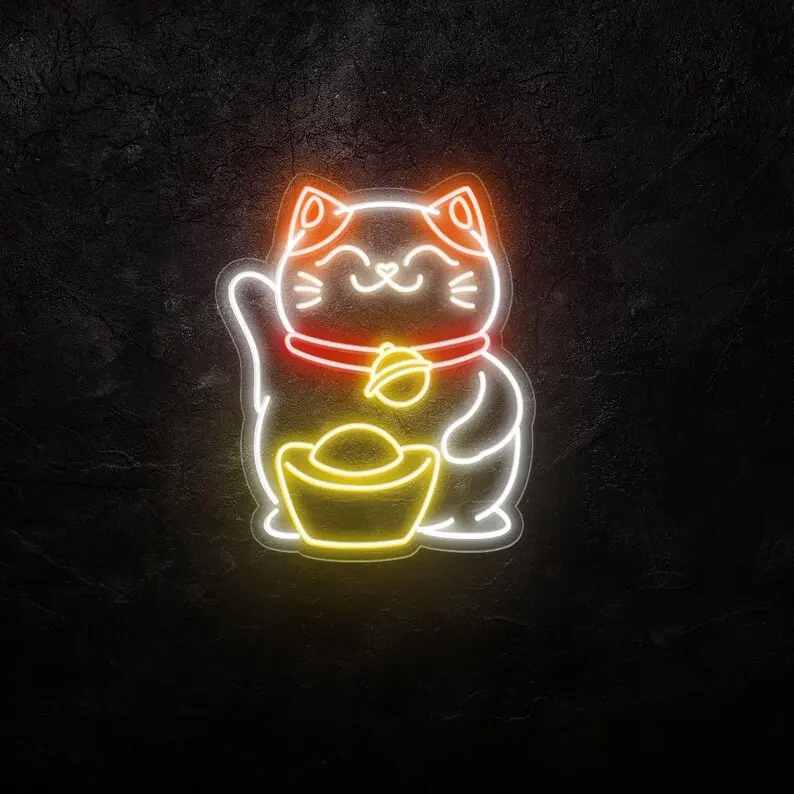 Đèn Neon Hình Mèo Thần Tài – Tạo Không Gian Gần Gũi, Dễ Thương Và Thu Hút Ánh Nhìn