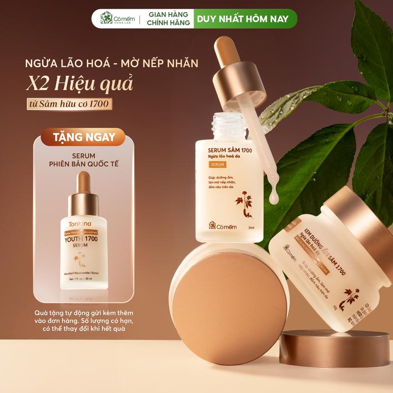Combo 2 Sản Phẩm Chuyên Sâu Cấp Ẩm Hỗ Trợ Ngừa Lão Hoá Serum Kem Dưỡng Sâm 1700…