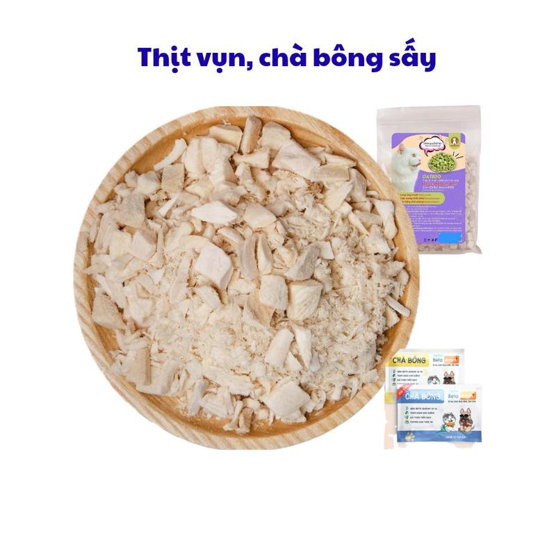 vụn gà chà bông vụn lộn xộn vụn thịt sấy vụn cá hồi mix cơm pate hạt cho chó mèo