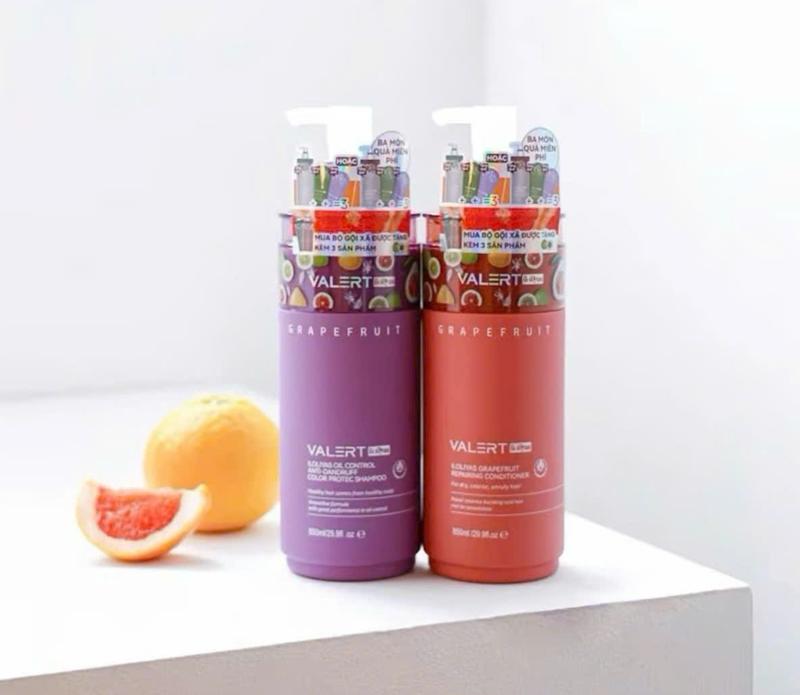 Dầu gội xả bưởi mẫu mới valert chống gàu màu tím