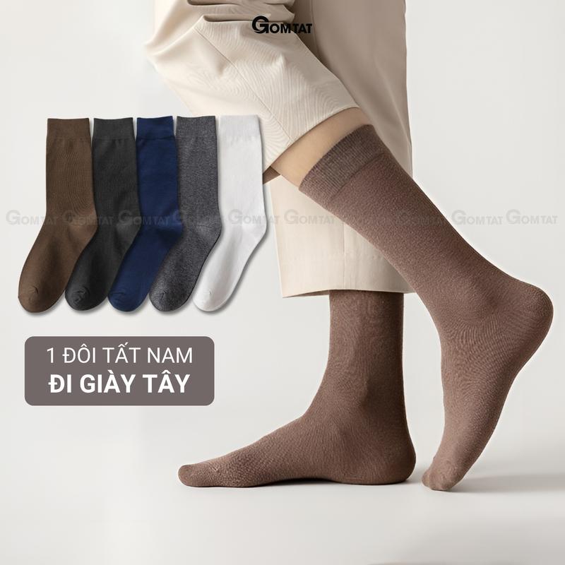 Tất nam đi giày tây cổ cao GOMTAT nhiều màu, chất liệu cotton mềm mịn, hút ẩm thoáng khí khử mùi Menswear - HOT-1803-1DOI