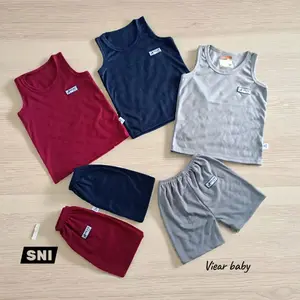3 set setelan singlet bayi (tanpa lengan) polos SNI viear baby