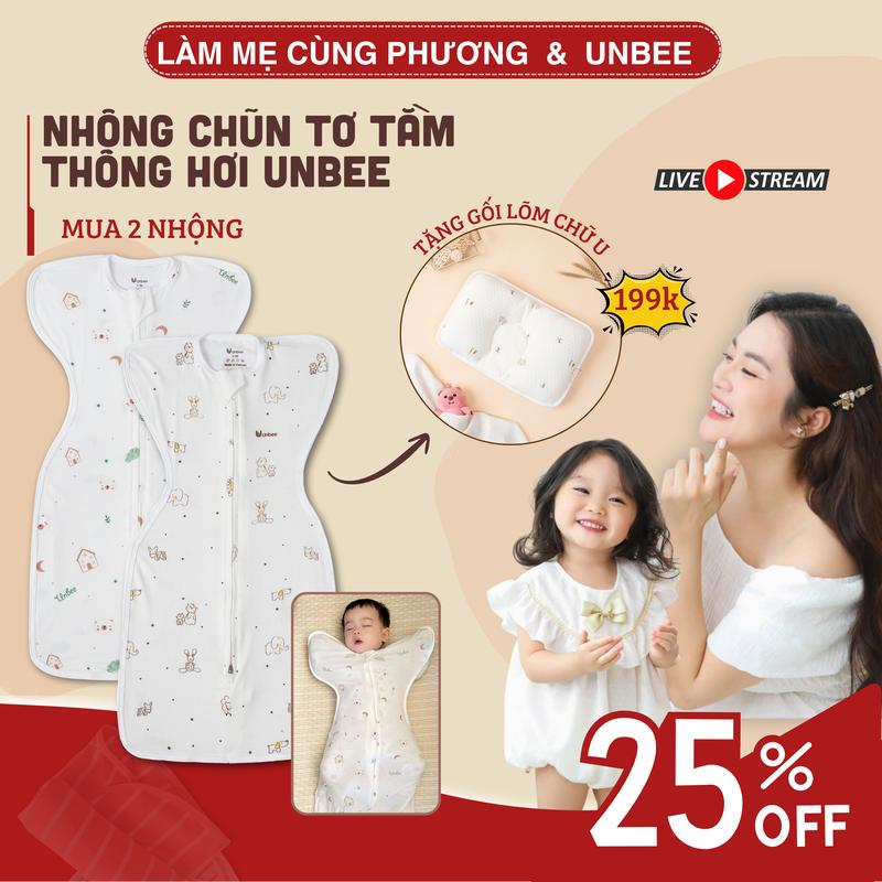 Nhộng Chũn Tơ Tằm Thông Hơi UnBee Dáng Quả Lê Hiện Đại Mềm Mại Thoáng Mát Cho Bé (0-9 tháng)
