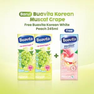 Buavita Korean Range Muscat Grape Isi 2 FREE Buavita Korean White Peach 245ml