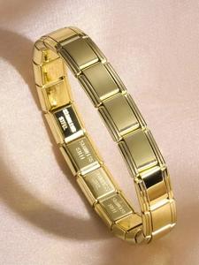 Pulsera Minimalista de Acero Inoxidable, Brazalete con Colgante Módulo Italiano, Cadena Elástica de Uso Diario, Diseño de Lujo Ligero, Regalo de Joyería para Mujeres