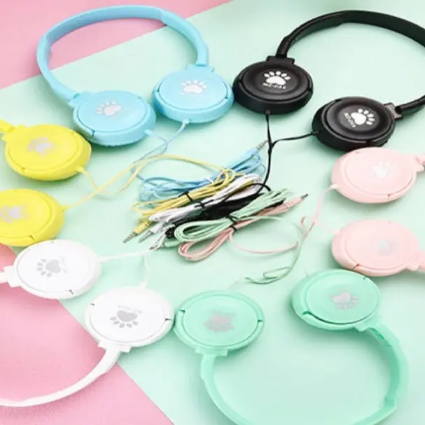 Headphone NEW PAW  MZ 028 Stereo Meow Paw Kucing Warna Cantik Suara Bass Colourfull Lipat Tekuk Music Phone Call Headset Microphone Earphone  Headphones  Laptop  Earphones  Pc