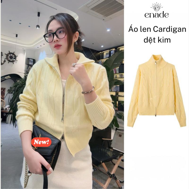   Deal Livetream  Áo Khoác Len Dệt Kim Cardigan Cổ Cao Khoá Kéo 2 Đầu Phong Cách Thời Trang Mùa Thu Đông 