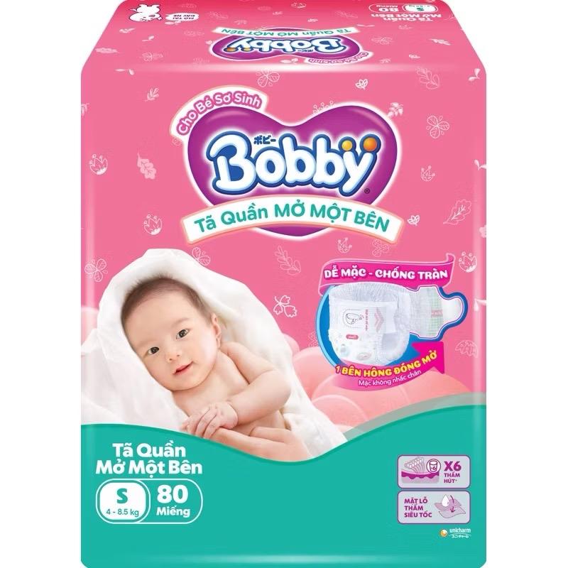 (Combo 2 Gói Tặng Quà Ngẫu Nhiên) Tã/bỉm Dán Bobby Lõi Nén S80/M76/L68. Quần Mở Một Bên NB70+6/S80 Mới
