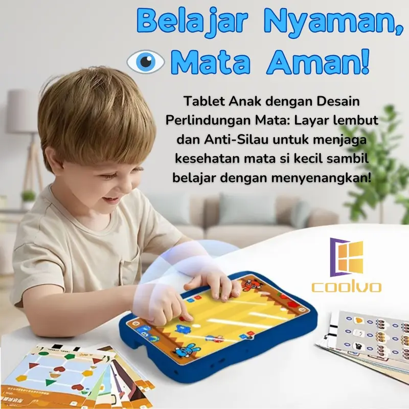 COOLVO C07-New TABLET ANDROID 2025 Versi 13 Pink Biru Blue Layar FULL HD 4/64GB Anti Radiasi Tab Edukasi Belajar Game Bermain Edukasi 5