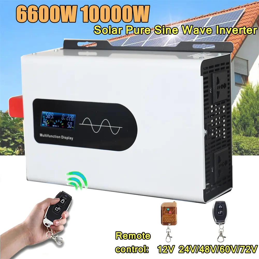 Inverter DC 12V/24V/36V/48V/60V/72V/96V DC to AC 110V 220V 60Hz 50Hz 10KW 6600W Pure Sine Wave Solar Inverter Off-Grid System