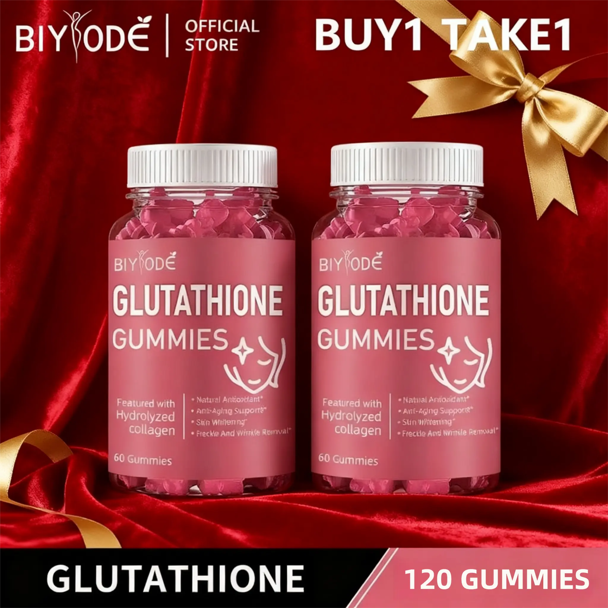 24H COD + Buy1 Take1】BIYODE Glutathione Collagen Gummies - FDA Approved 120  Vegan Soft Chews for Skin Health Edible Healthcare Fitness Supplement  Dietary Bathroom