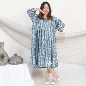 Batik R.A Daster Jumbo Busui Hanna Ukuran Jumbo Bahan Katun Rayon Adem Motif Raffle Depan Cocok untuk Bumil