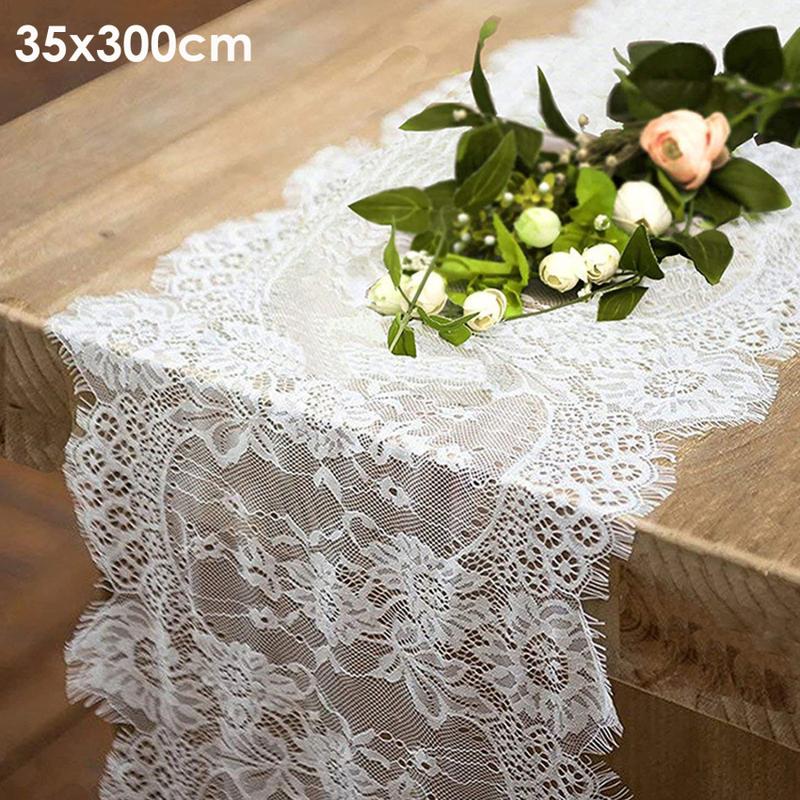 Product Introduction of 10FT Embroidered Floral Lace Table Runner Vintage White/ Black Wedding Dining Table Decorations Table Cover For Wedding Party 27