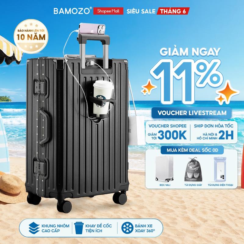 Vali Bamozo Khung Nhôm 9066 Size 20/24/28 Cao Cấp Bo 4 Góc Kim Loại Chống Va…
