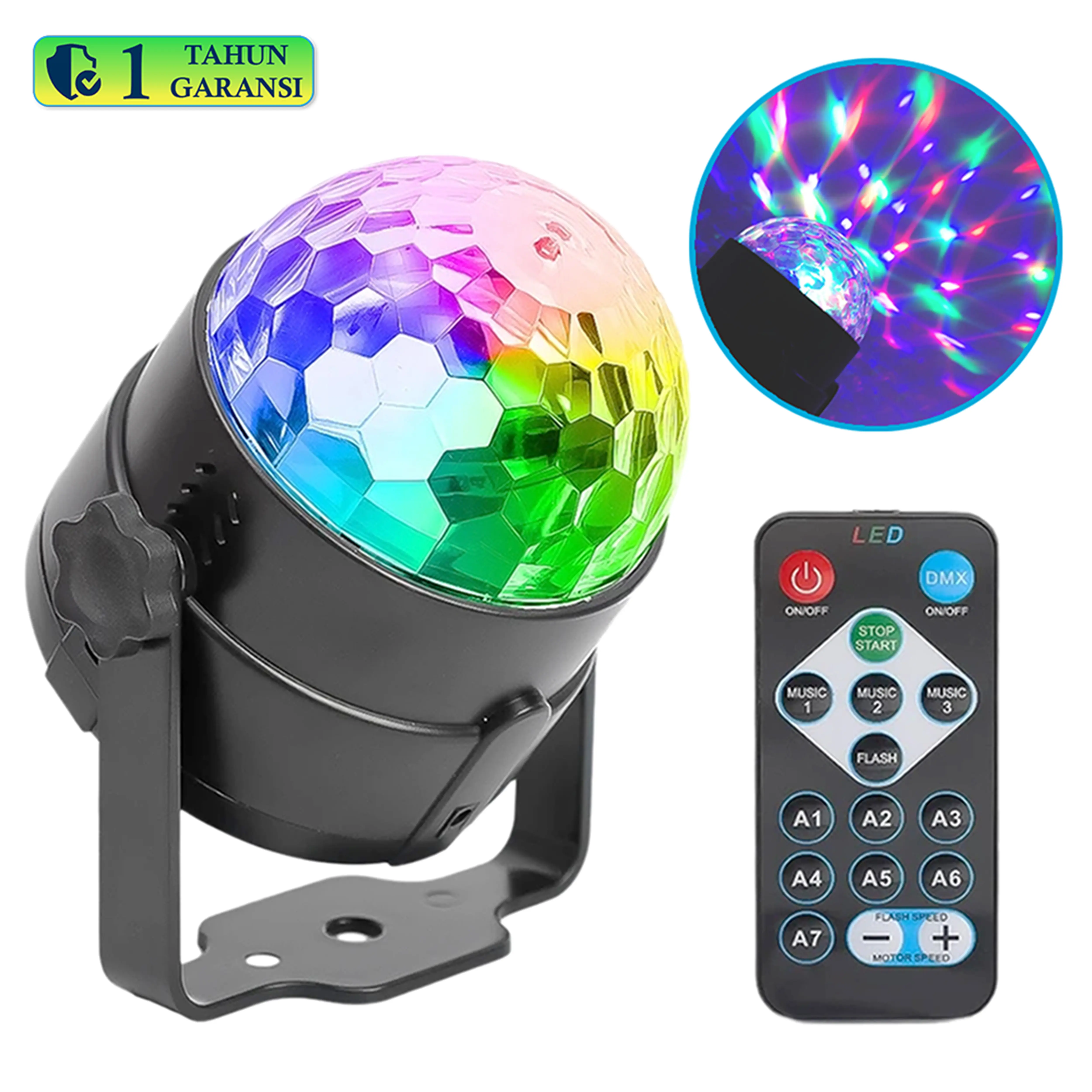 Lampu Disco Proyektor 6W Warna Warni Putar Otomatis LED Party Light Ball Kristal with Remote