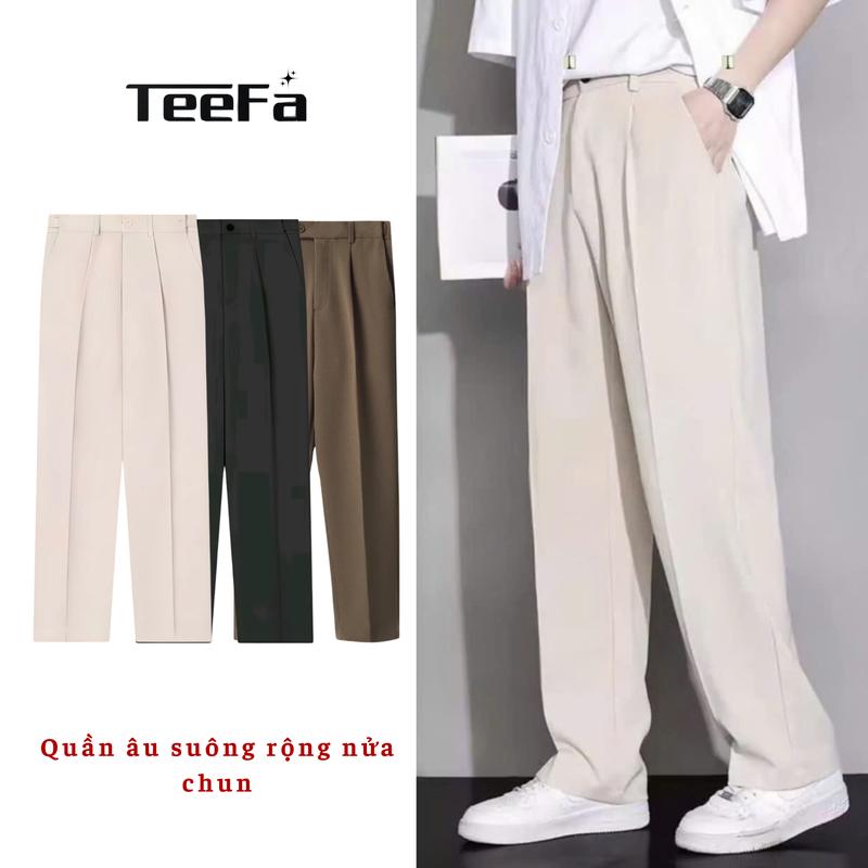 Best Choice Quần âu Nửa Chun Dáng Suông Quần Âu chất vải Tuyết Hàn co giãn thoải mái khi mặc Nam Menswear Pants Có Túi