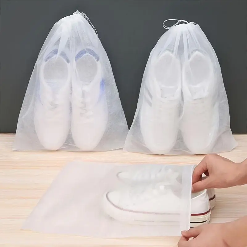 Túi lưu trữ giày du lịch, Thiết kế tiện lợi, Túi đóng gói giày chống bụi, Túi lưu trữ giày Vải Không Dệt Cầm Tay Dây Rút đôi, Thiết yếu khi đi du lịch, Túi lưu trữ giày dây rút 6