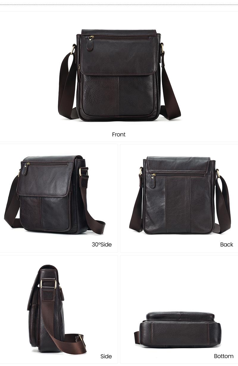 Product Introduction of Men's Business Briefcase Large Capacity Solid Shoulder Bag Soft Genuine Leather Flap Crossbody Bag 19