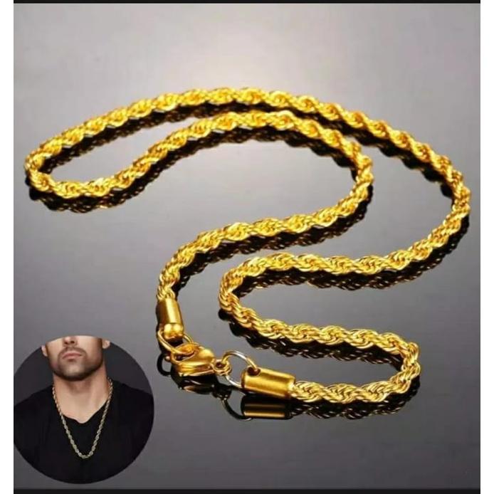 KALUNG TAMBANG TITANIUM PRIA WANITA GOLD AKSESORIS PRIA TITANIUM ASLI 1