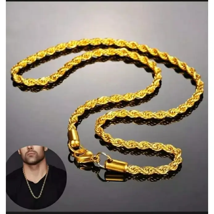 KALUNG TAMBANG TITANIUM PRIA WANITA GOLD AKSESORIS PRIA TITANIUM ASLI 1