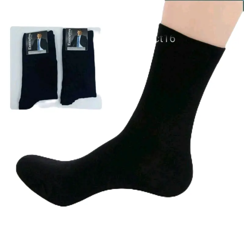 Paket 3 Pasang Kaos Kaki Kantoran Hitam Panjang Sebetis Bahan Spandex Premium Nyaman Adem Anti Bakteri untuk Pria Dewasa Casual & Formal Kerja