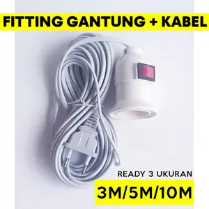 COD Fitting Gantung Saklar On Off + Kabel 3 Meter / 5 Meter