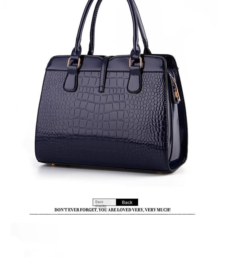 Product Introduction of Women's bag 2023 new spring and summer patent leather light-faced styling bag shoulder messenger bag Japanese and Korean version of the crocodile handbag 17