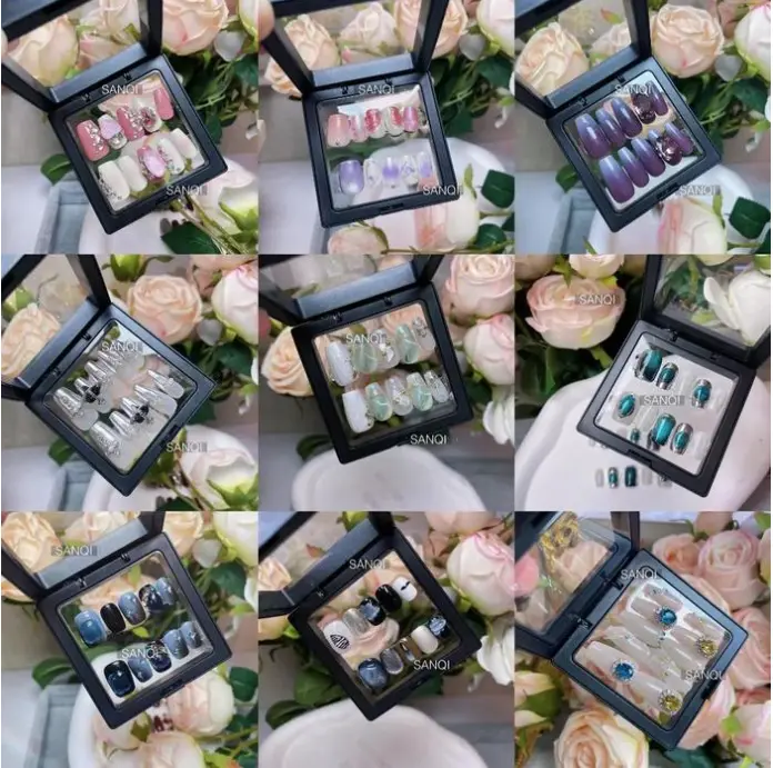 2025 pure hand-worn nails, 100 different styles of nails, random blind box, XS size, affordable, many styles, fashionable nail stickers.