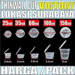 Thinwall Cup Rapat 25ml 35ml 60ml 100ml 150ml Per Pack Bulat Cup Sambel n Cup Puding Plastik SBY