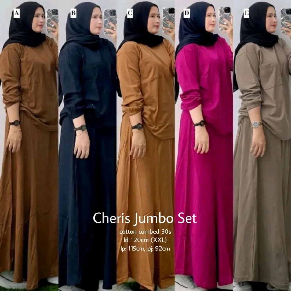 Setelan LD 120cm++ Panjang 70cm++ Jumbo Busui Bukaan Kanan Kiri Combed 30s LD 120cm Baju Wanita Lembut Nyaman one  set  elegan  lebaran