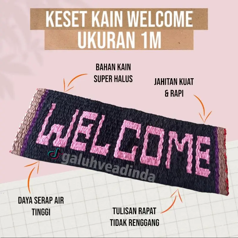 Keset Kain Welcome 100 x 40 cm - Sekolah, Kantor, Rumah Ibadah - Dikirim Random Warna - Harga Termurah 1