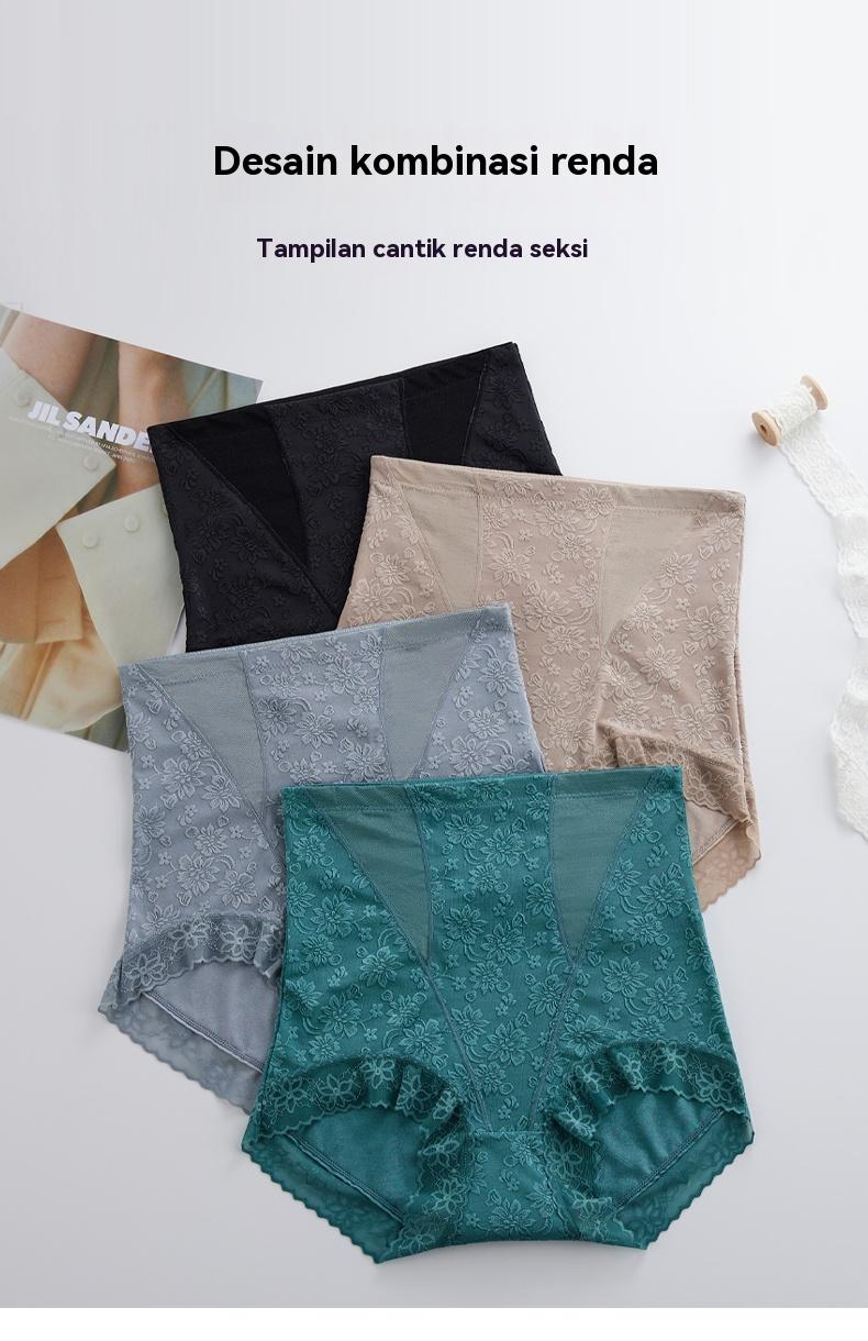 【3PCS】 SaSaQueen Celana Shapewear High Waist Mewah dengan Crotch Katun Anti-Bakteri, Renda, Bernapas, Dingin, Elastis Tinggi, Pengangkat Bokong -815
