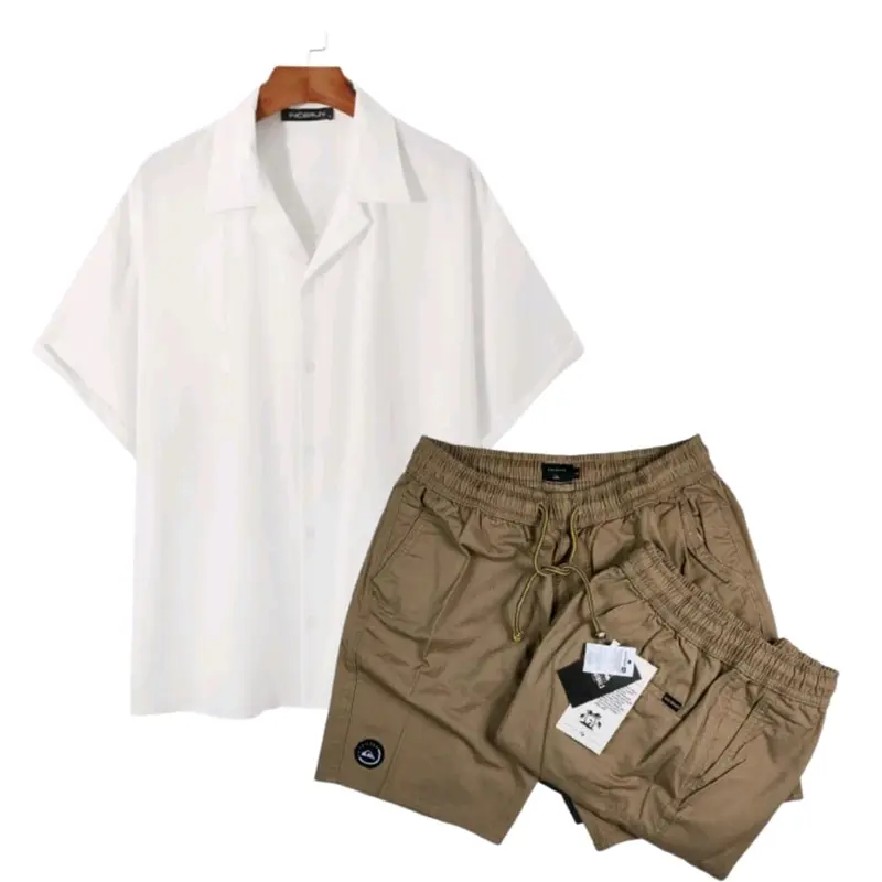 OneSet Pria Kemeja Polos Rayon Twill Celana Pendek Boardshort Premium Setelan Pria Casual 6