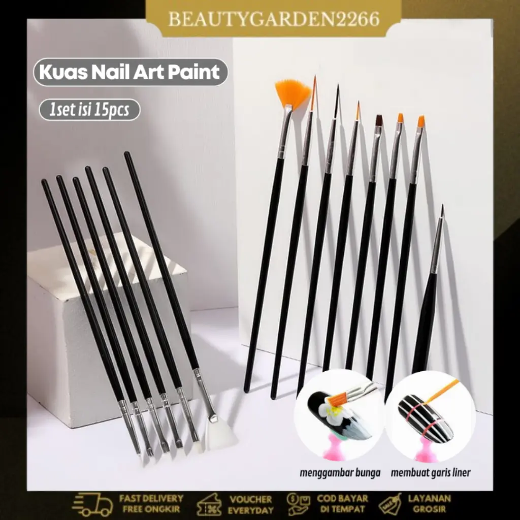 【 COD 】Kuas Kuku Nail Art Tools 15 Pcs UV Gel Polish Drawing Paint Brushes/ Brush Set 15 Pcs Manicure